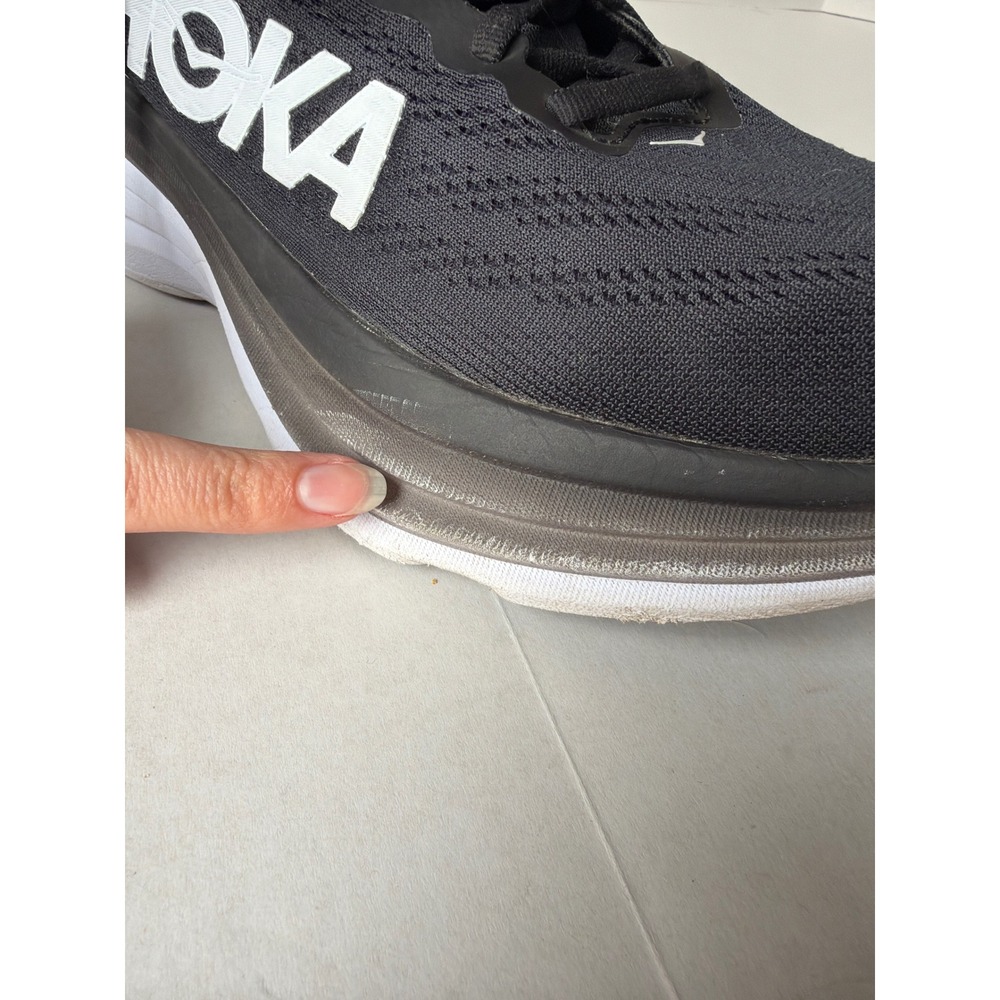 Hoka Bondi 8 Mens Size 9.5 D Road Running Shoes Black White 1123202 BWHT - Picture 8 of 12